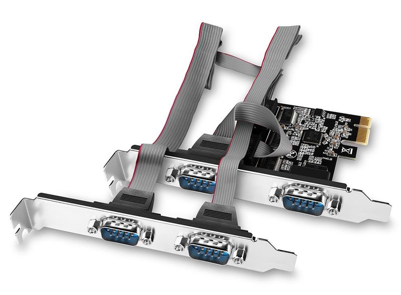 AXAGON PCEA-S4N, PCIe riadič - 4x sériový port (RS232) 250 kbps, vč. LP Radic, PCIe x1, 4x sériový port, 250kb/s, včetne low profile záslepky