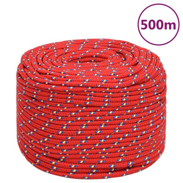 vidaXL Lodné lano červené 10 mm 500 m polypropylén