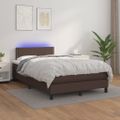 vidaXL Boxspring posteľ s matracom a LED hnedá 120x200 cm umelá koža