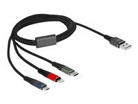 Kábel Lightning len na napájanie - USB s kolíkmi (male) do Micro USB typ B, Lightning, USB-C s kolíkmi (male) - 1 m - čierna