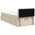 vidaXL Ottoman posteľ s matracom a LED Krémová 90 x 200 cm Látka