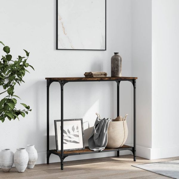 vidaXL Konzolový stolík dymový dub 75x30,5x75 cm kompozitné drevo