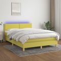 vidaXL Posteľ boxsping s matracom a LED zelená 140x190 cm látka