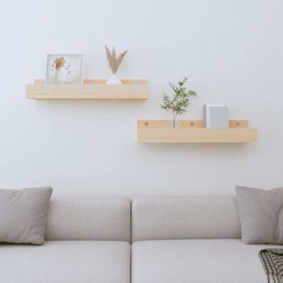 vidaXL Nástenné skrinky 2 ks 50x12x9 cm masívna borovica