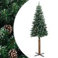 vidaXL Úzky vianočný stromček, pravé drevo a biely sneh, zelený 150 cm