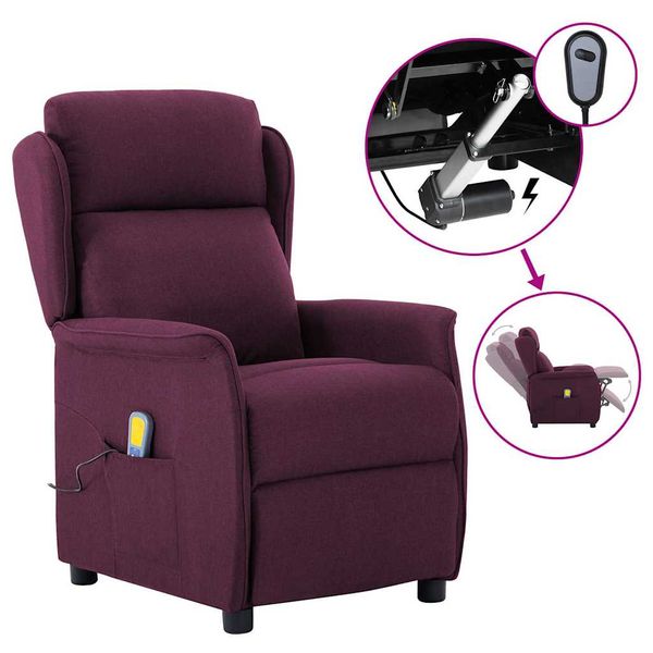 vidaXL Elektrické masážne kreslo fialové látka