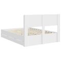 vidaXL Posteľový rám s úložným priestorom a čelom Biela 150 x 200 cm