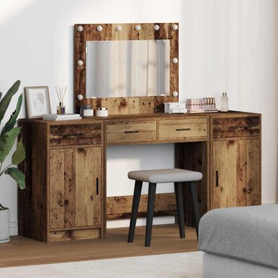 vidaXL Toaletný stolík so zásuvkou 3 pcs Hnedá Kompozitné drevo