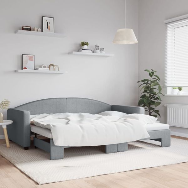 vidaXL Denná posteľ s rozkladacou posteľou bledosivá 90x200 cm látka