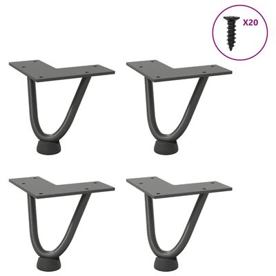 vidaXL Nohy do vlasov pre konferenčný stolík 4 ks, antracitové, 10 cm, masívna oceľ