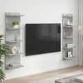 vidaXL Stenná polica 2 ks Betónovo sivá 30 x 15 x 100 cm