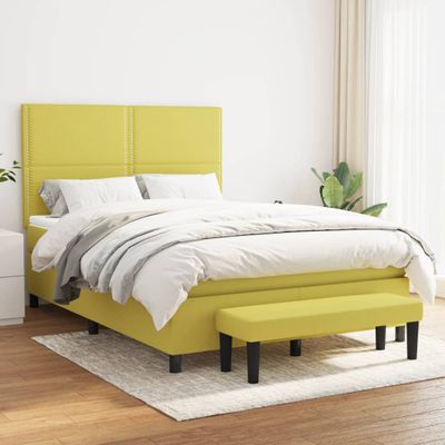 vidaXL Boxspring posteľ s matracom svetlozelená 140x190 cm látka