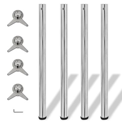 Výškovo nastaviteľné stolové nohy, 4ks, chrómované, 870 mm