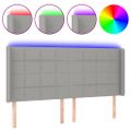 vidaXL Čelo postele s LED bledosivé 163x16x118/128 cm látka