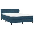 vidaXL Posteľný rám boxsping s matracom tmavomodrý 140x210 cm zamat