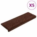 vidaXL Schodové rohože 5 ks 65x21x4 cm hnedé s obdĺžnikovým okrajom