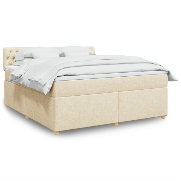 vidaXL Posteľný rám boxspring s matracom krémový 180x200 cm látka