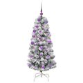 vidaXL Umelý Sklápací Vianočný Stromček 150 LED Zelená a biela 120 cm