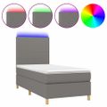 vidaXL Posteľ boxsping s matracom a LED tmavosivá 80x200 cm látka