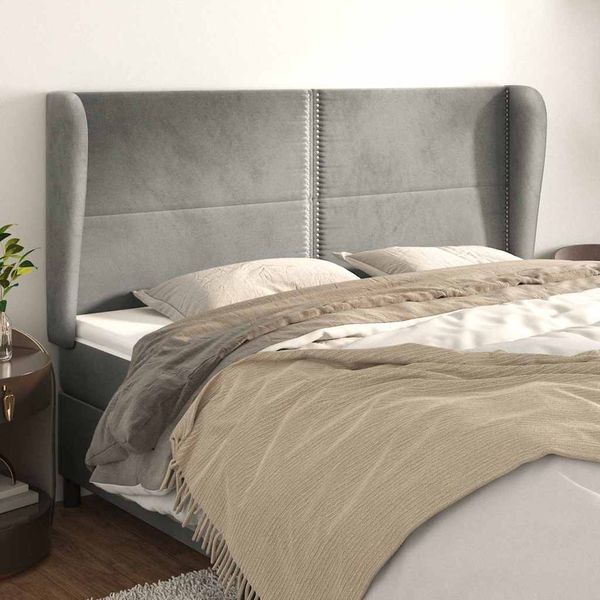 vidaXL Čelo postele so záhybmi bledosivé 183x23x118/128 cm zamat