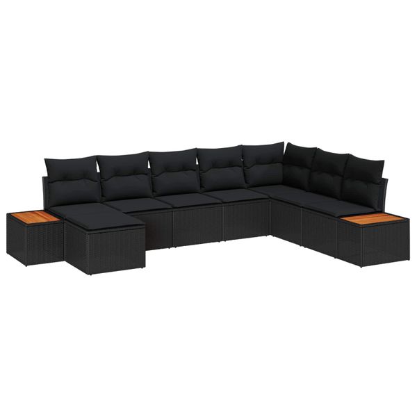 vidaXL Súprava záhradných pohoviek s vankúšom 8 pcs Čierna Poly ratan