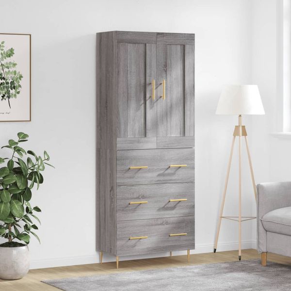 vidaXL Vysoká skrinka sivý dub sonoma 69,5x34x180 cm spracované drevo