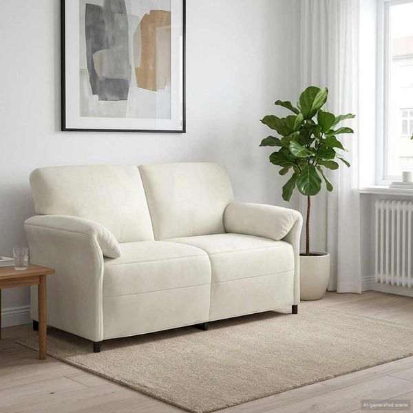 vidaXL 2-miestna pohovka Krémová 158 x 83 x 95 cm Zamat