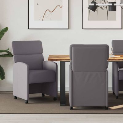 vidaXL Jedálenské stoličky na kolieskach 2 pcs Sivá 58 x 65 x 98 cm