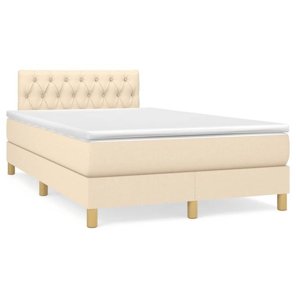 vidaXL Boxspring posteľ s matracom a LED krémová 120x190 cm látka