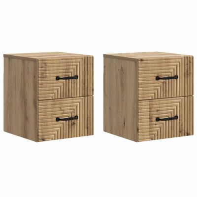 vidaXL Nástenná nočná skrinka 2 pcs Dub artisan 34,5 x 33 x 40 cm