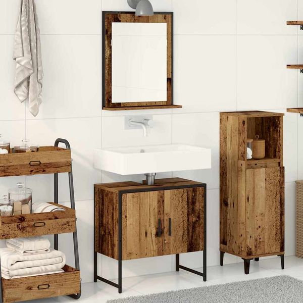 vidaXL Sada kúpeľňového nábytku Nástenný 2 pcs Hnedá Kompozitné drevo