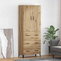 vidaXL Highboard Remeselný dub 69,5 x 34 x 180 cm Kompozitné drevo