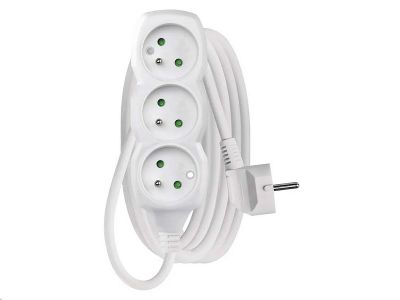 Prodlužovací kabel EMOS P0313 / 3 m / 3 zásuvky / bílý / PVC / 1 mm2