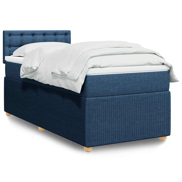 vidaXL Posteľný rám boxspring s matracom modrý 90x200 cm látka