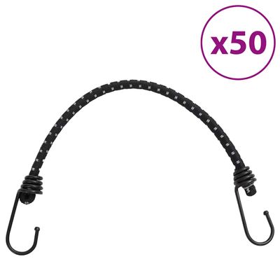vidaXL Bungee šnúry s reflexnými pásikmi a háčikmi 50 ks 46 cm
