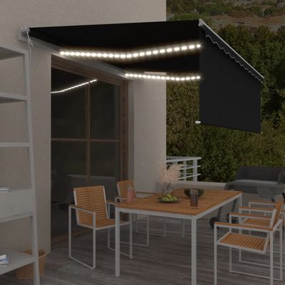 vidaXL Automatická markíza tienidlo&LED&senzor vetra 4x3m antracitová
