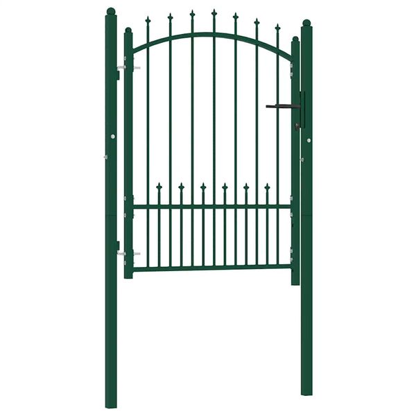 vidaXL Plotová brána EMMEN s hrotmi oceľ 104x109,5 cm zelená