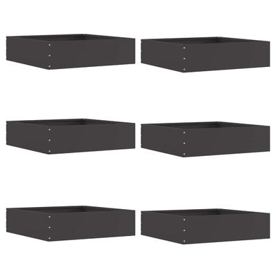 vidaXL Obrubník trávnika 6 ks 50 x 50 x 13 cm Oceľ Čierna