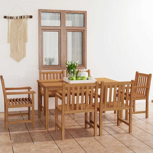 vidaXL 7-dielna záhradná jedálenská súprava 150x90 cm masívne teakové drevo