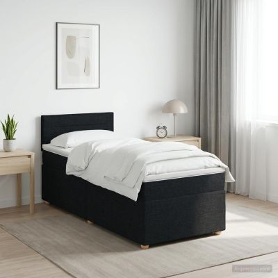 vidaXL Posteľ boxspring s matracom Čierna 90 x 200 cm Látka