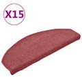 vidaXL Schodové rohože 15 ks 65x24x4 cm bordové, polkruhové, veľké