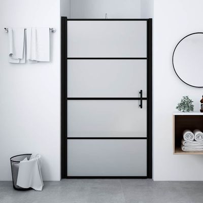 vidaXL Sprchové dvere nepriehľadné tvrdené sklo 91x195 cm čierne