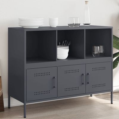 vidaXL Komoda antracitová 100,5x39x79 cm oceľ