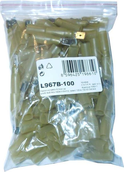 Faston-konektor 6,3 mm so smršťovacou bužierkou, kábel 4-6 mm², balenie 100 ks