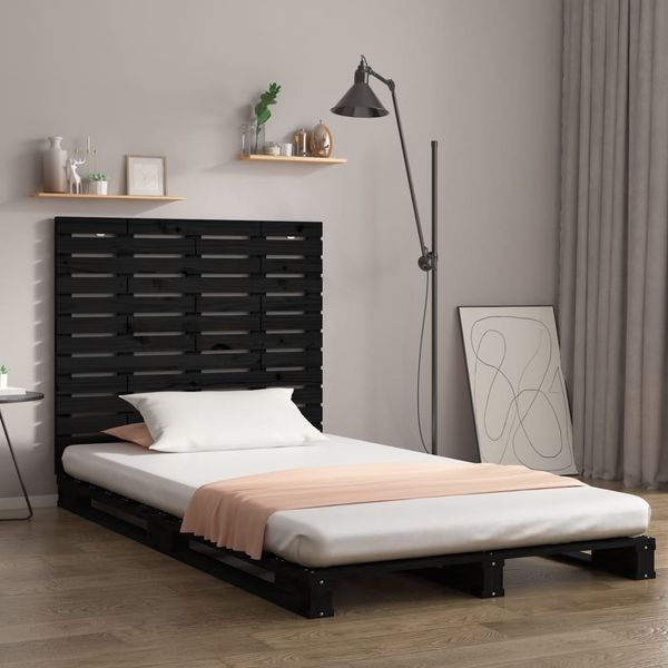 vidaXL Nástenné čelo postele čierne 141x3x91,5 cm masívna borovica