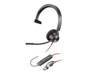 Blackwire 3300 series - náhlavná súprava - náhlavná - káblová - USB-A - čierna - certifikovaná pre Microsoft Teams, certifikovaná UC