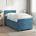 vidaXL Posteľ boxspring s matracom Tmavomodrá 90 x 190 cm Zamat