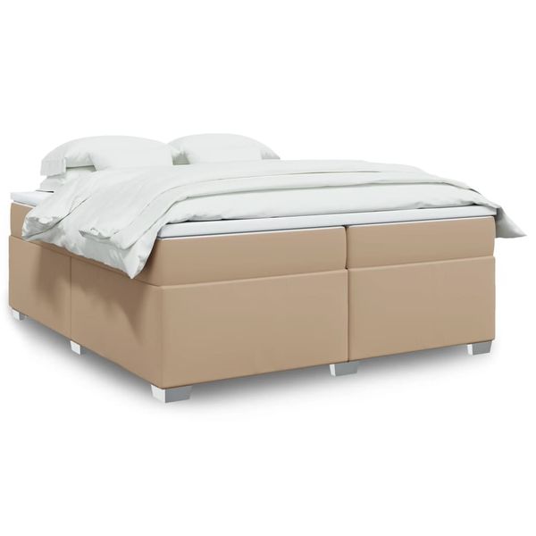 vidaXL Boxspring posteľ s matracom kapučínová 200x200 cm umelá koža
