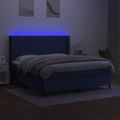 vidaXL Posteľ boxsping s matracom a LED modrá 160x200 cm látka