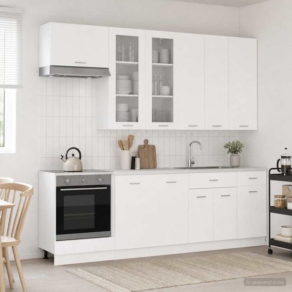 vidaXL Kuchynská jednotka LYON 8 ks Biela Kompozitné drevo